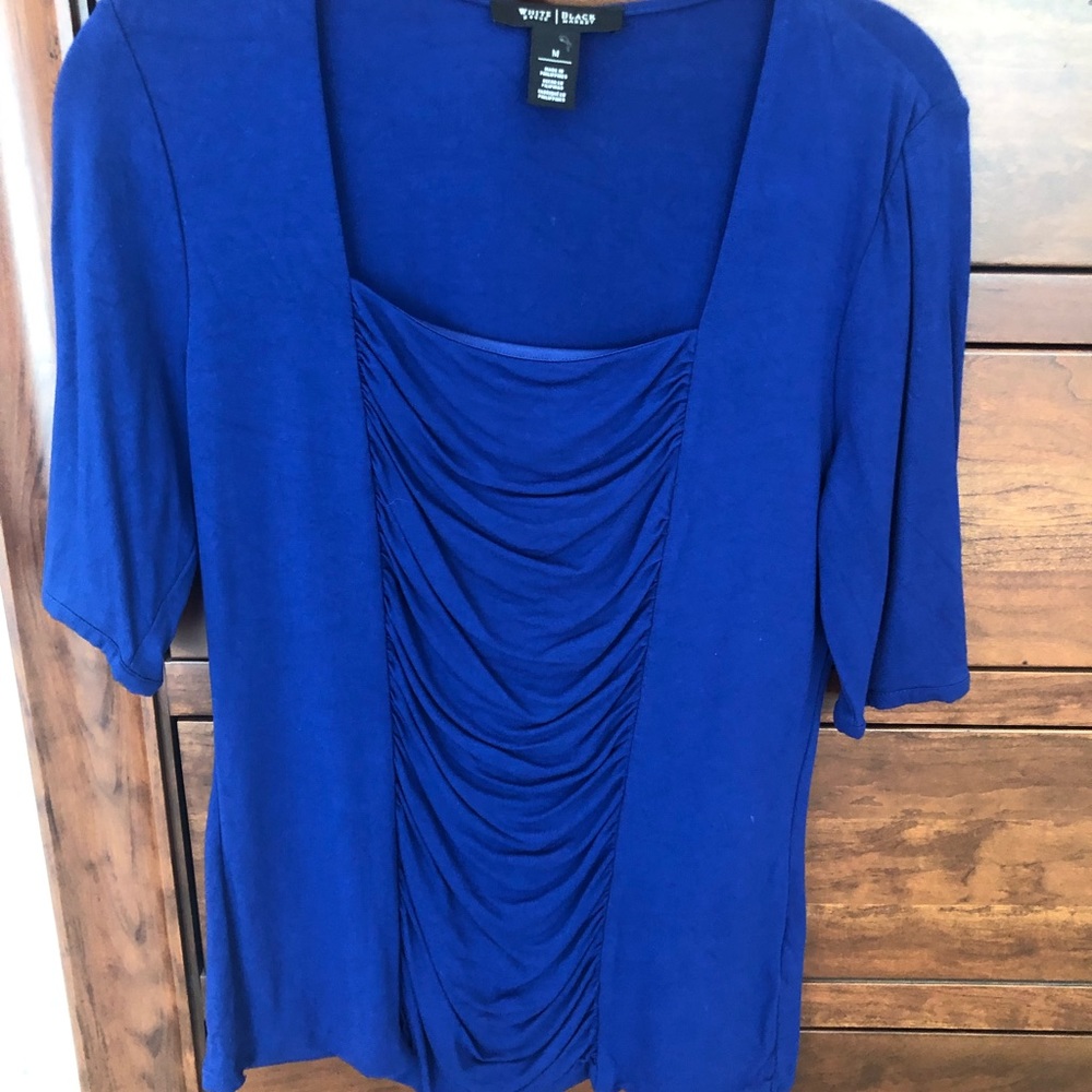 WHBM Blue Gathered Front Top - M